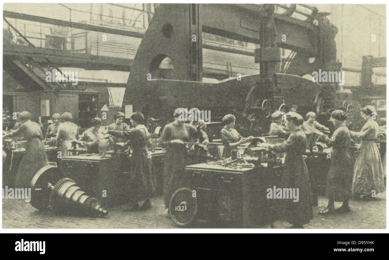 Weltkrieg I: Frauen Munition Arbeitnehmer bei Krupps, Essen, Deutschland. Stockfoto