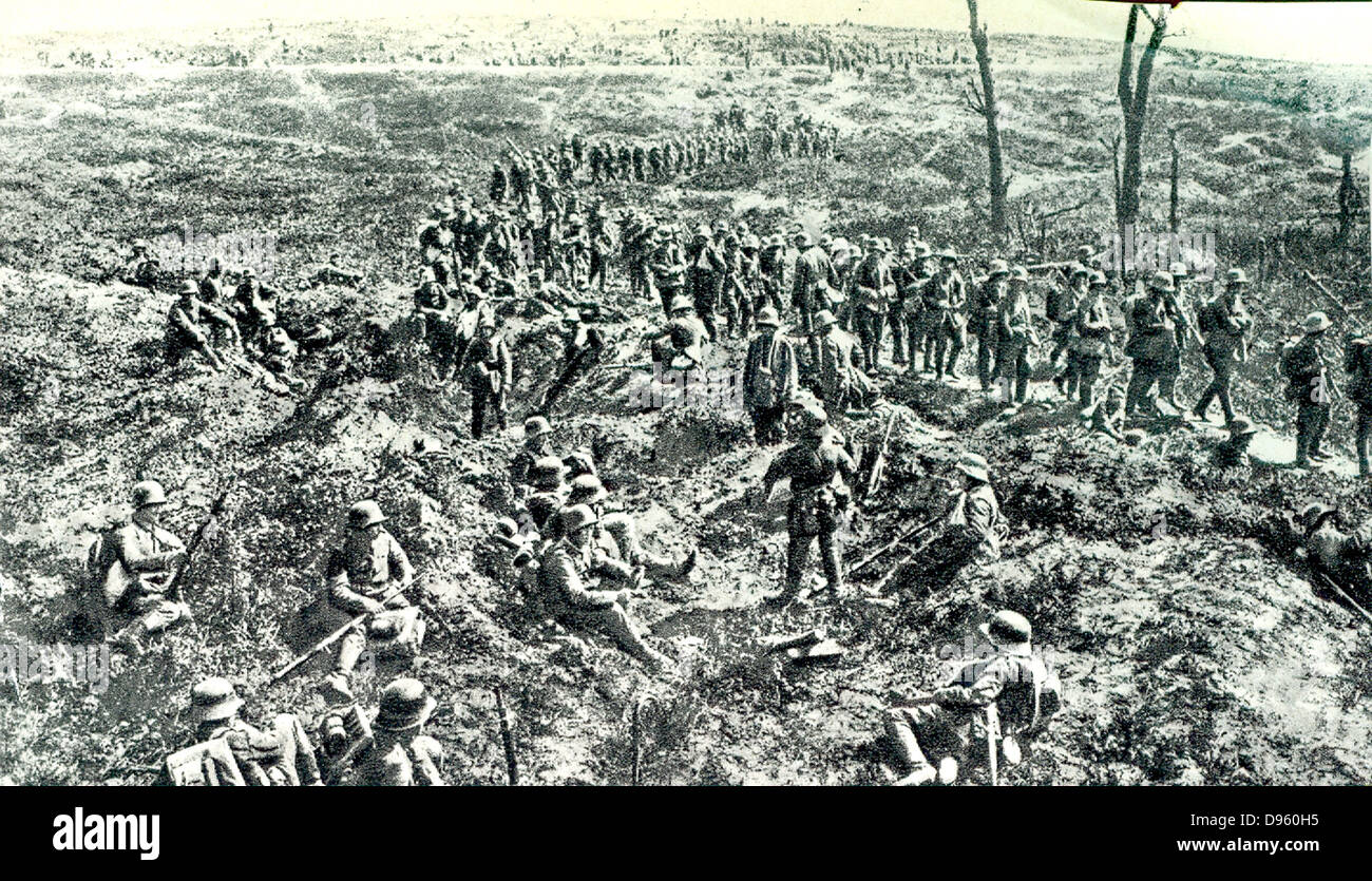 Deutsche Soldaten an der Front im ersten Weltkrieg. Stockfoto