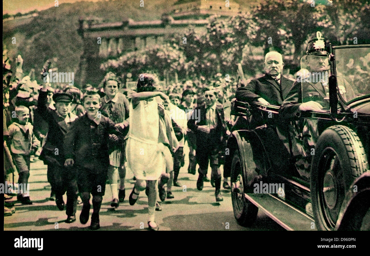 Paul von Hindenburg (1847?1934), deutscher Soldat und Staatsmann. Bei Ausbruch des Ersten Weltkrieges erinnert, er kam zuerst zum Vorsprung im Alter von 66 als Sieger bei Tannenberg 1914. Chef des deutschen Generalstabs von 1916, 1919 r Stockfoto
