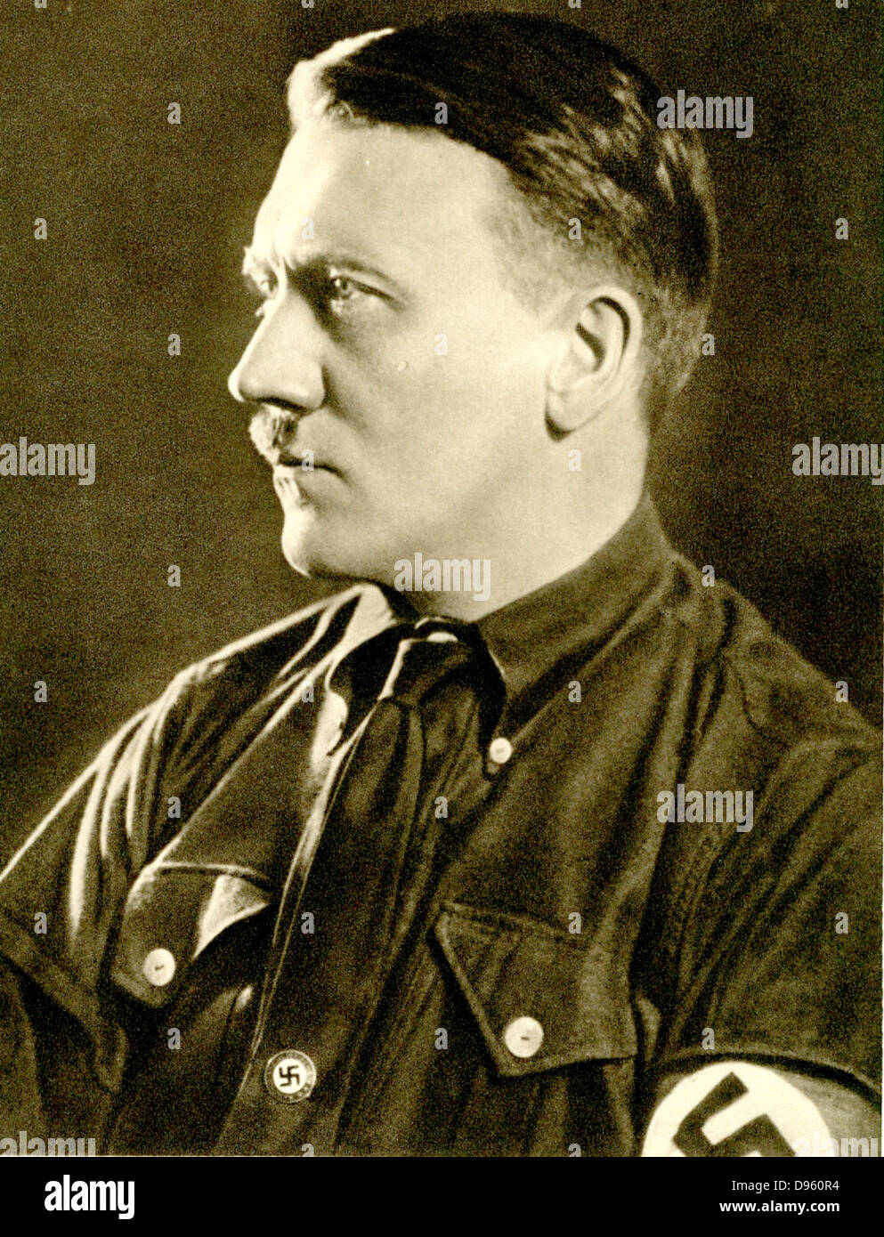 Adolf Hitler (1889 - 1945) war ein österreichischer geborene deutsche Politiker, der die Nationalsozialistische Deutsche Arbeiterpartei geführt. Er war Bundeskanzler der Bundesrepublik Deutschland (1933-1945) und Führer von Deutschland (1934 - 1945). Stockfoto