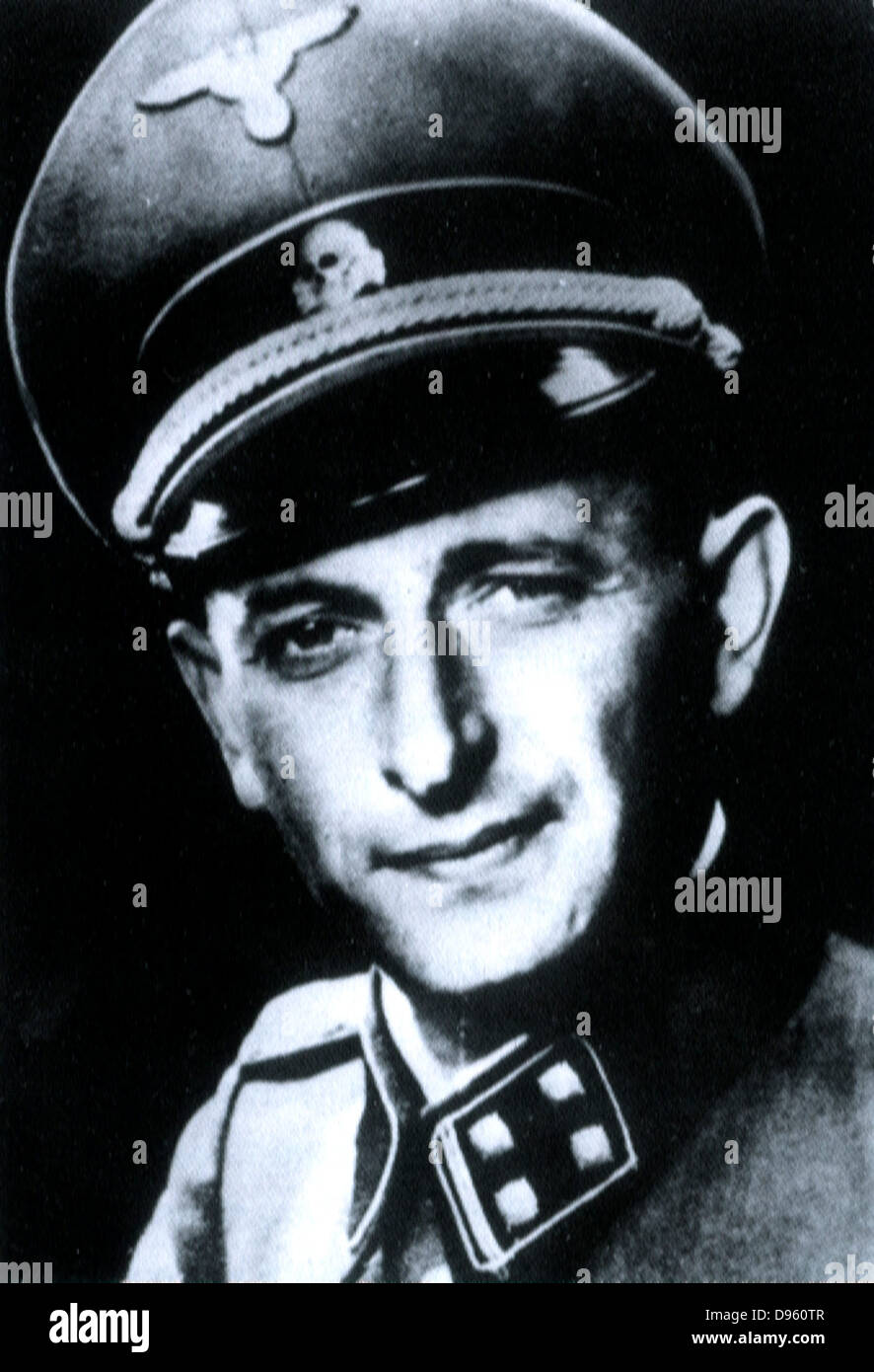 Otto Adolf Eichmann (1906?1962) Nazi- und SS-Obersturmbannführer (oberstleutnant). Er wurde von Reinhard Heydrich mit der Aufgabe der Vereinfachung und Verwaltung der Logistik für die massenhafte Deportation von Juden in Ghettos und Vernichtungslager in Nazi-o aufgeladen Stockfoto
