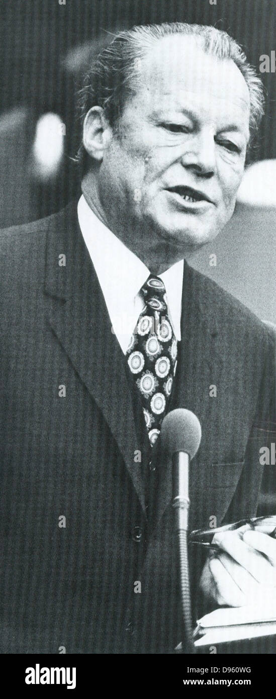 Willy Brandt, geboren Herbert Ernst Karl Frahm (1913-1992) deutscher Politiker, Kanzler der Bundesrepublik Deutschland 1969? 1974, und Führer der Sozialdemokratischen Partei Deutschlands (SPD) 1964?1987. Stockfoto