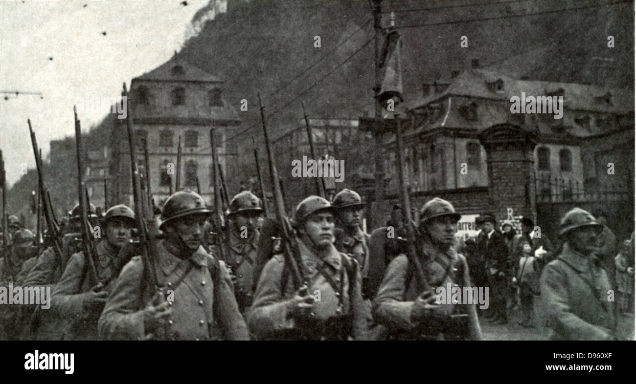 Französische Armee besetzt das Ruhrgebiet in Deutschland 1923 Stockfoto