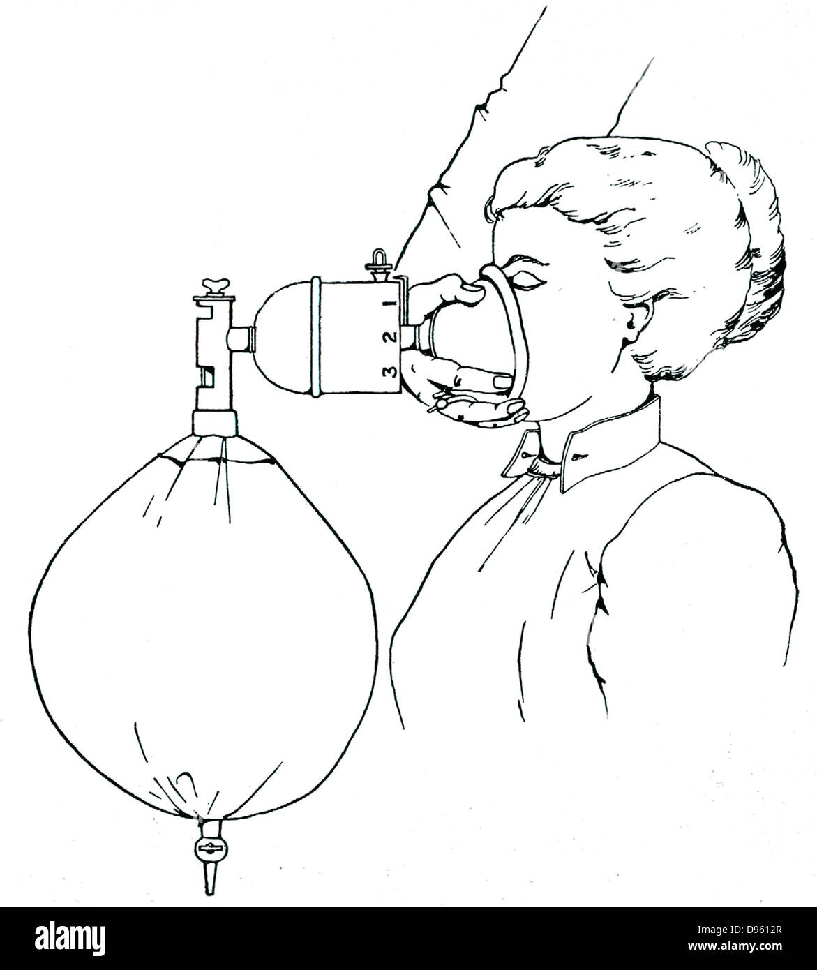 Die Verwaltung von Gas- und Äther für einen Patienten in einer sitzenden Position, mit Klee der Apparate. Von RJ Probyn-Williams" ein praktischer Leitfaden für die Verwaltung von Anästhetika', London, 1901. Stockfoto