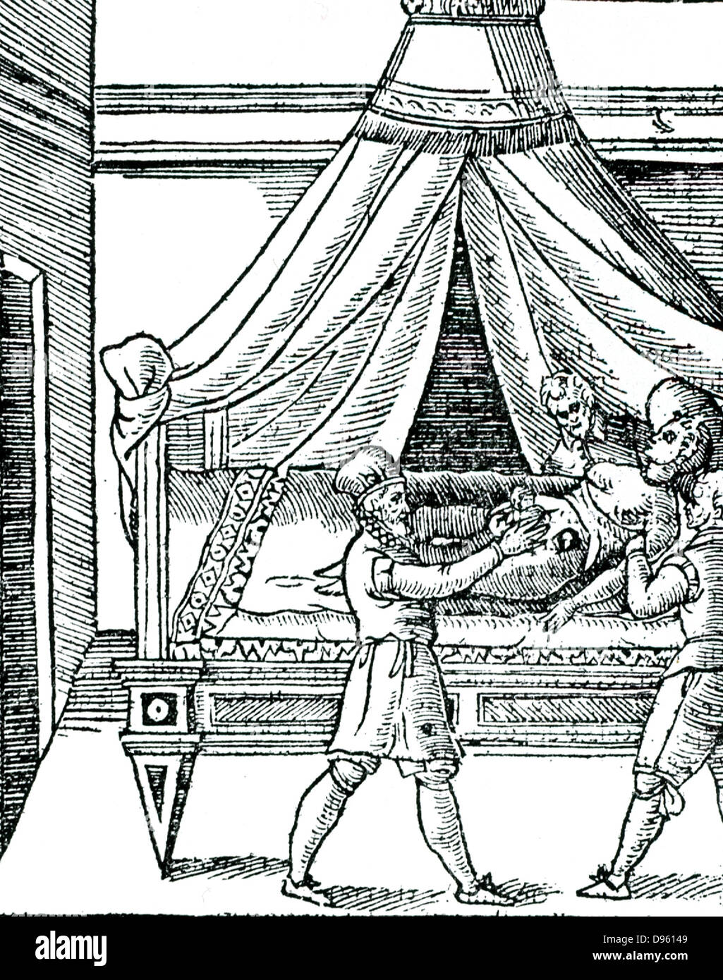 Abbildung: Geburt durch Kaiserschnitt aus Scipione Mercurio 'La Commare o Raccoglitrice...' Verona, 1642. Mercurio empfohlen Kaiserschnitt in Fällen der vertraglichen Becken. Diese wichtige Italienische arbeiten an der Geburtshilfe wurde erstmals im Jahre 1596 veröffentlicht. Stockfoto