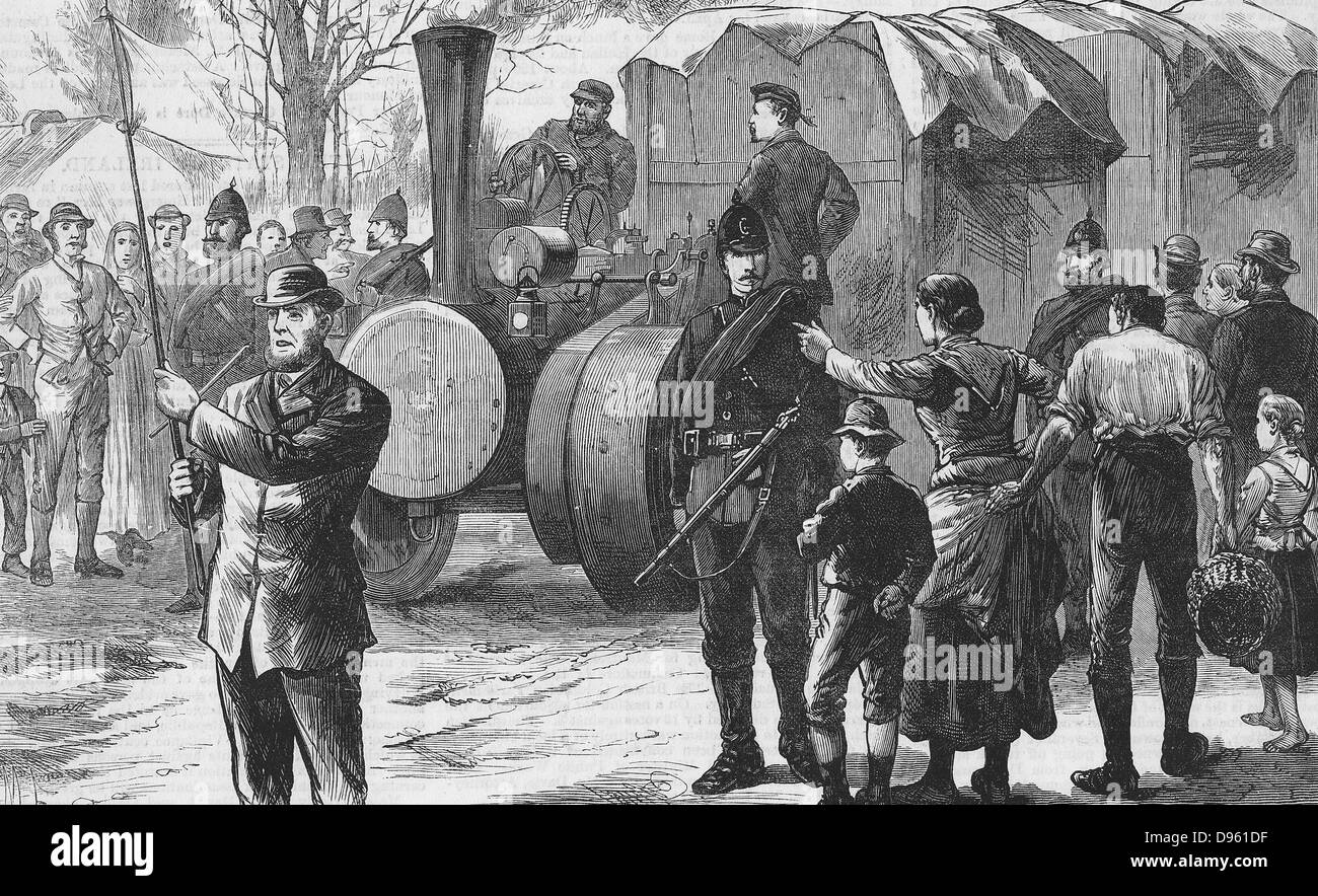 Irish Land Liga: Im Jahre 1880 begann Parnell Kampagne der soziale Ächtung. Captain Boycott, Agent für der Herr Erne Mayo Fincas, war eines der ersten Opfer. Boykottiert worden waren, eine bewaffnete Wache Thurles Station, Februar 1885. Stockfoto