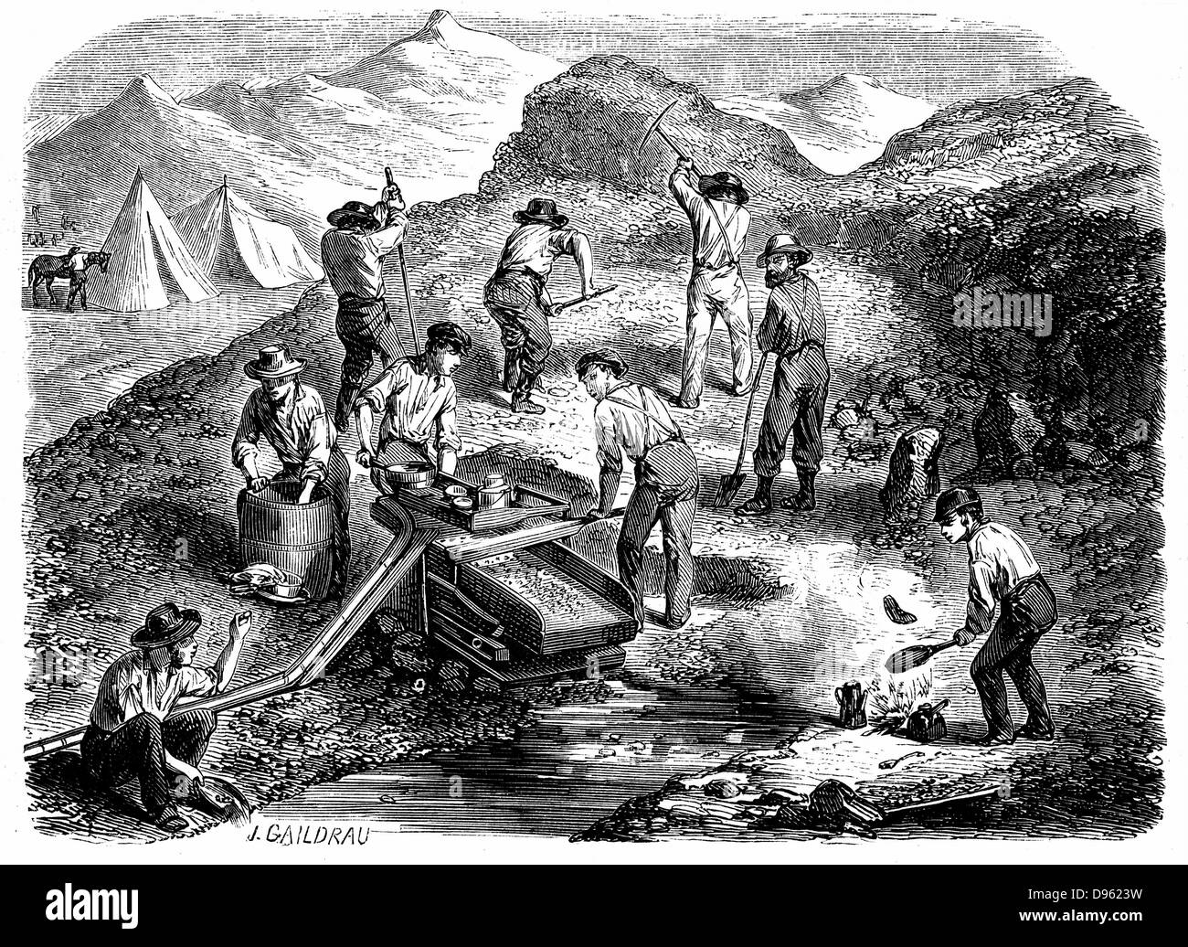 Bergleute Waschen Fur Gold Uber Die Ladestation In Der Kalifornische Gold Fields Holzstich Veroffentlicht Paris 1849 Das Jahr Der Kalifornische Goldrausch Stockfotografie Alamy