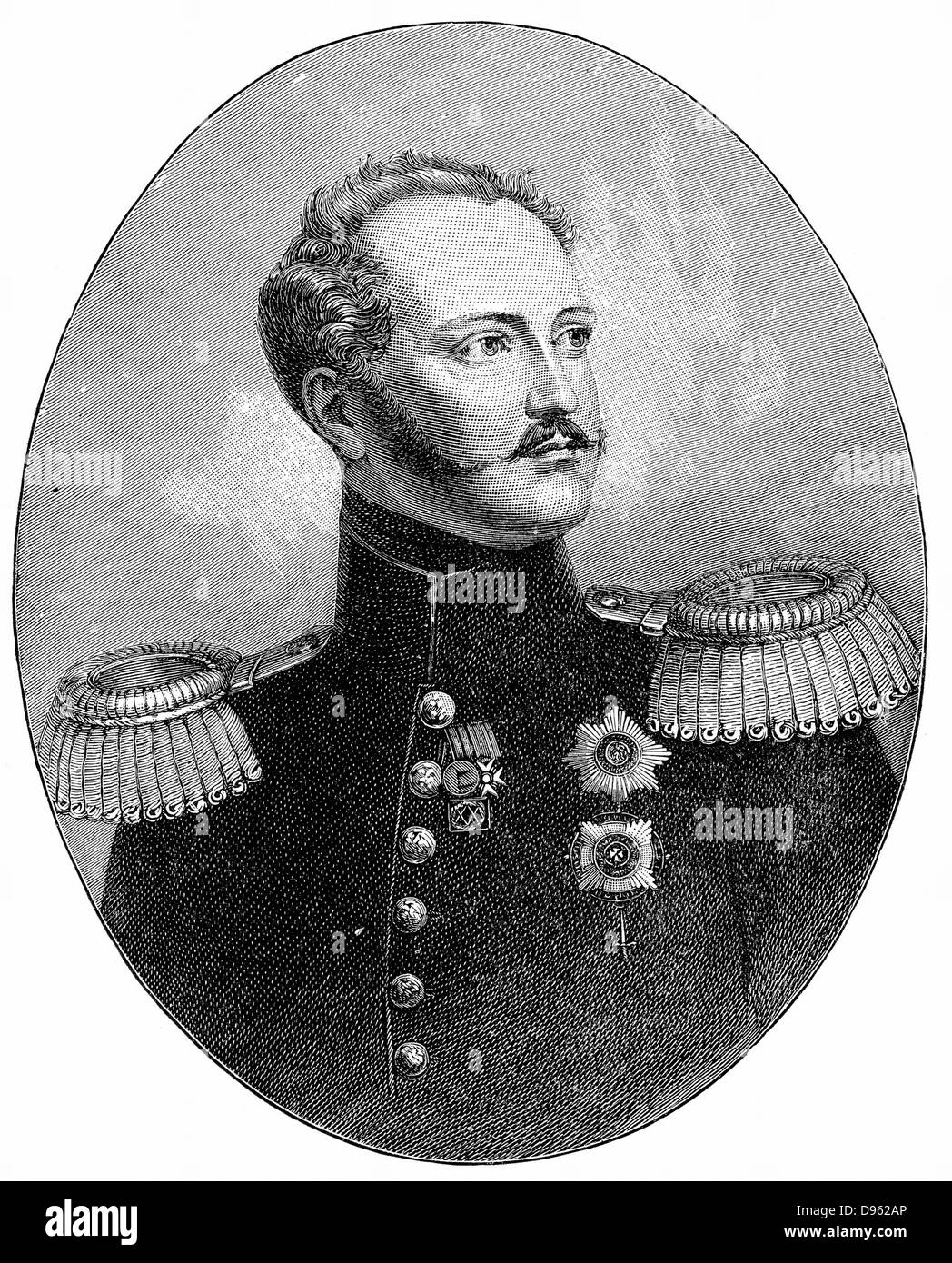 Nicholas ich (1796-1855) Zar von Russland von 1825: Holzstich Stockfoto
