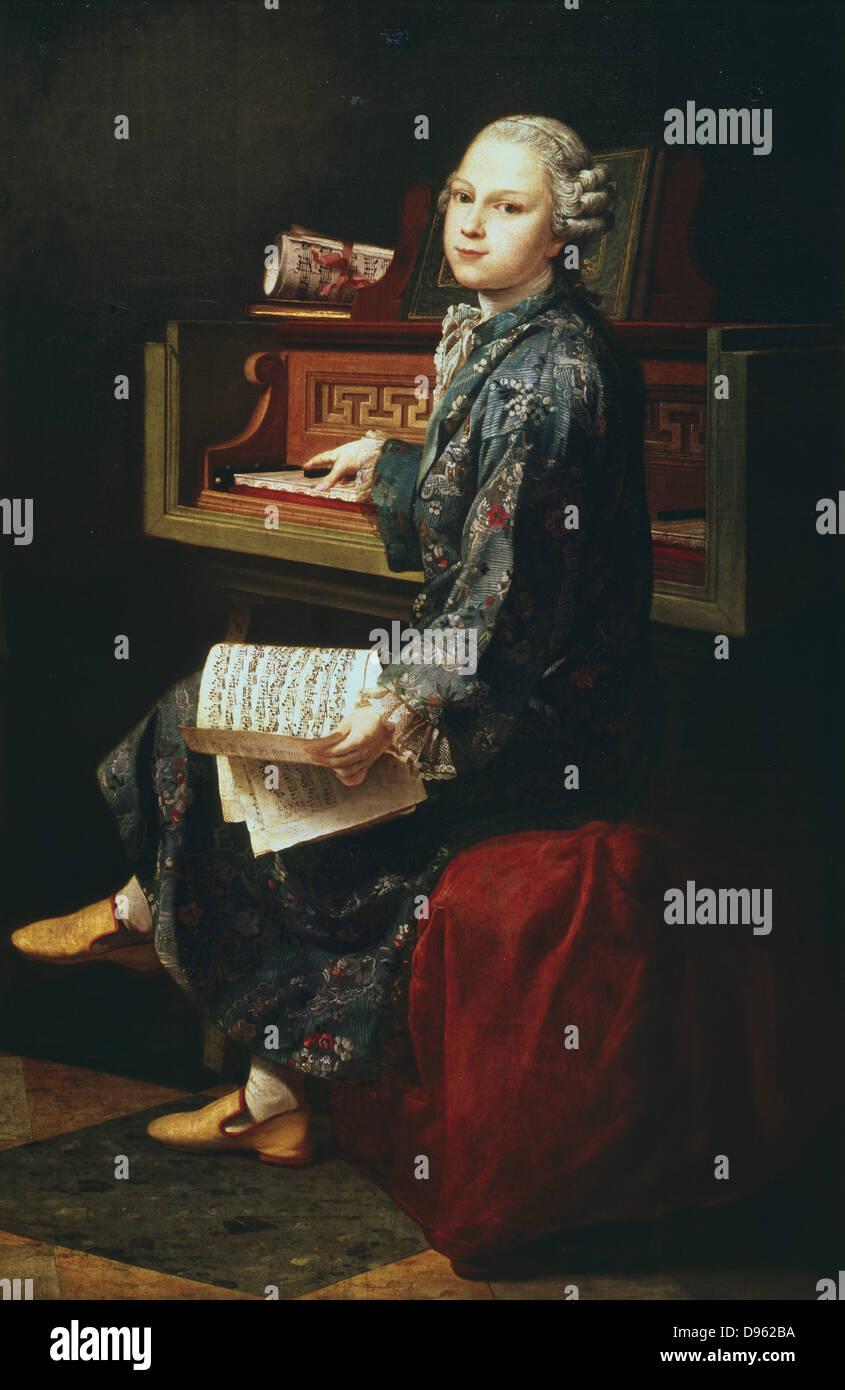 Junge Musiker an der Tastatur. Dachte, von einigen als Wolfgang Amadeus Mozart (1756-1791). Stockfoto