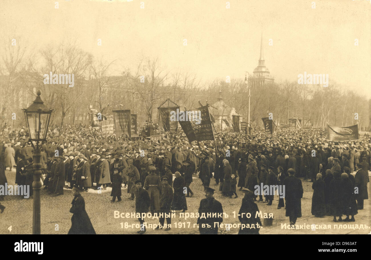 Russische Revolution 1917: Demonstranten in St. Petersburg Stockfoto