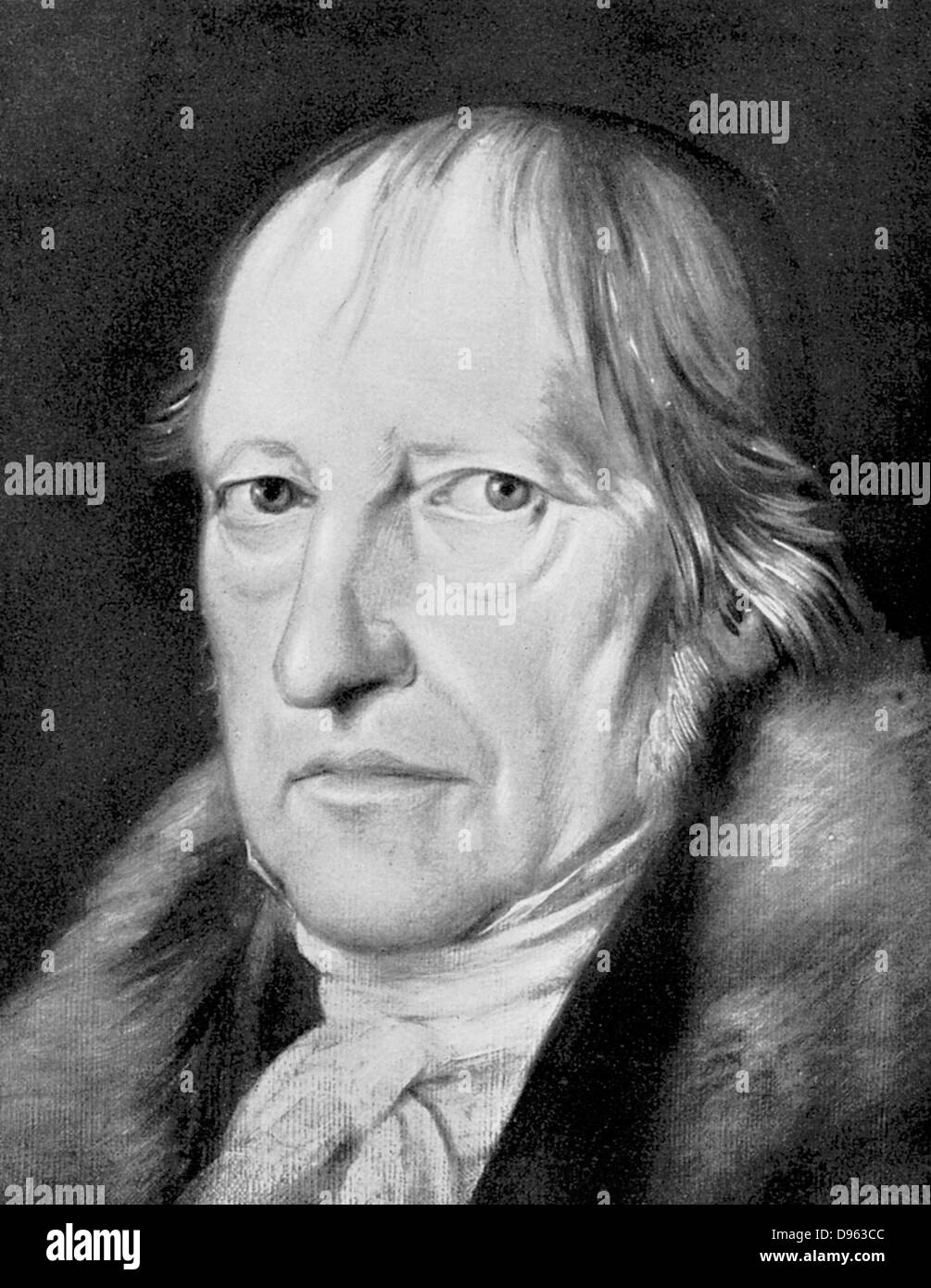 George Wilhlem Friedrich Hegel (1770-1831) deutschen idealistischen Philosophen. Seine schwierige Philosophie, von vielen als unklar zu sein, hat großen Einfluss auf die Marxisten, durchaus und Existenzialisten hatte. Stockfoto