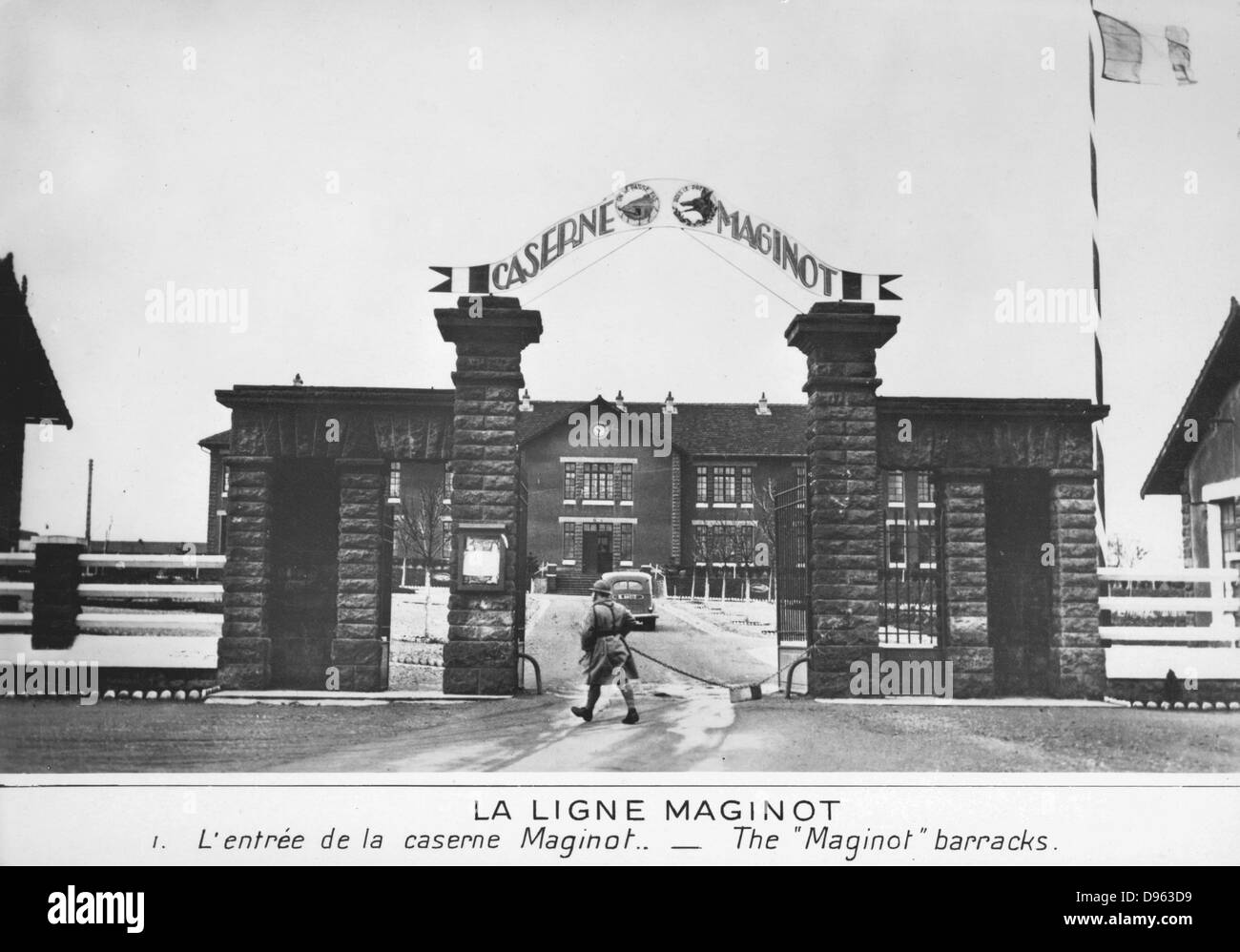 2. Weltkrieg: Die Maginot-Linie, Französisch defensive Anlage. Der Eingang zu der Maginot-Kaserne. Stockfoto
