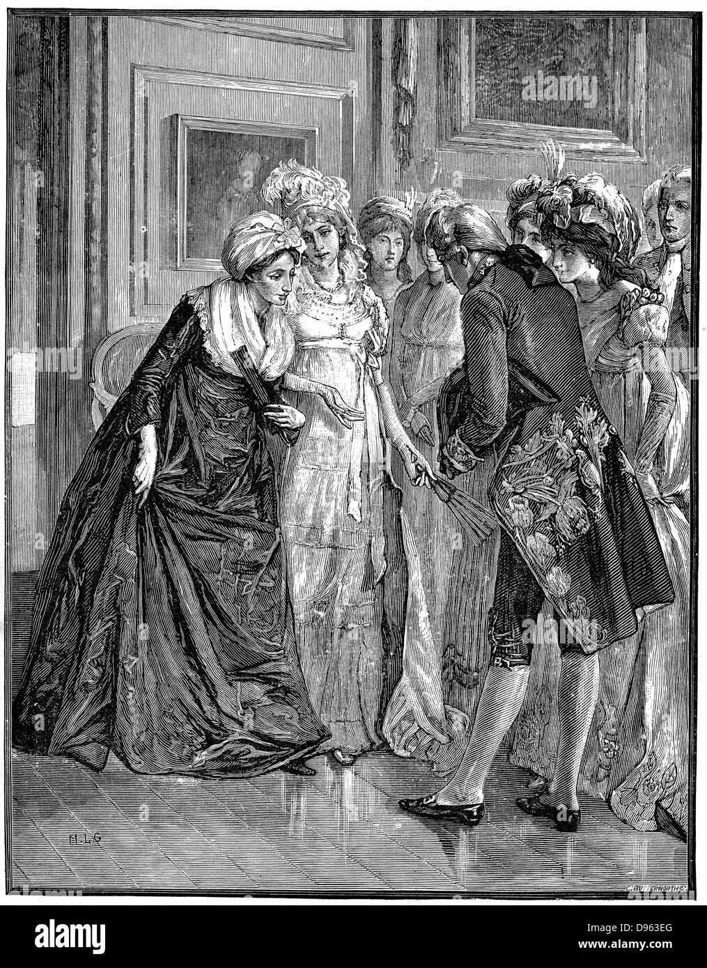 Hannah Mehr (1745-1833) Englisch religiösen Schriftsteller und Dramatiker, und Mitglied des Blauen Strumpf Kreis der intelligente gebildete Frauen, in die Gesellschaft eingeführt, die von der Herzogin von Gloucester. Holzstich. Stockfoto