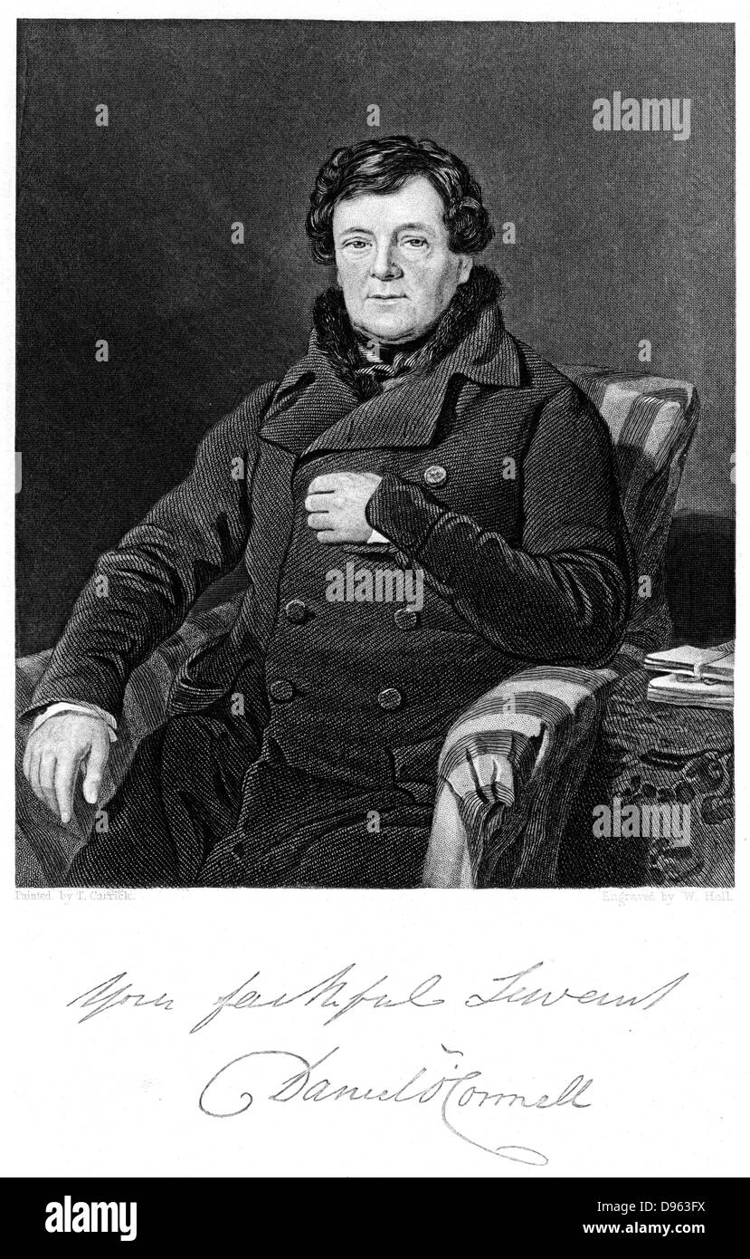 Daniel O'Connell (1775-1847) "der Befreier". Irish Patriot und politische Führer, die für das Katholische Emanzipation, die durch das britische Parlament im Jahr 1829 gewährt wurde, gearbeitet und für eine Aufhebung (der Union mit Großbritannien) Bewegung. Gravur nach Thomas Carrick (d 1874). Stockfoto