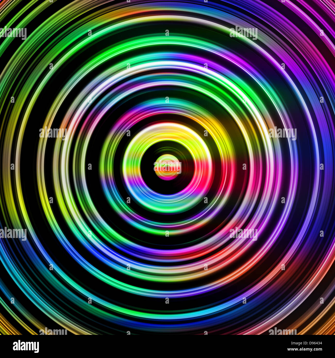 Bunte Kreise auf schwarz Abbildung. Stockfoto