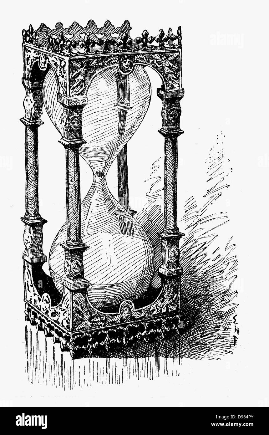 Sanduhr. 1887-Gravur. Stockfoto