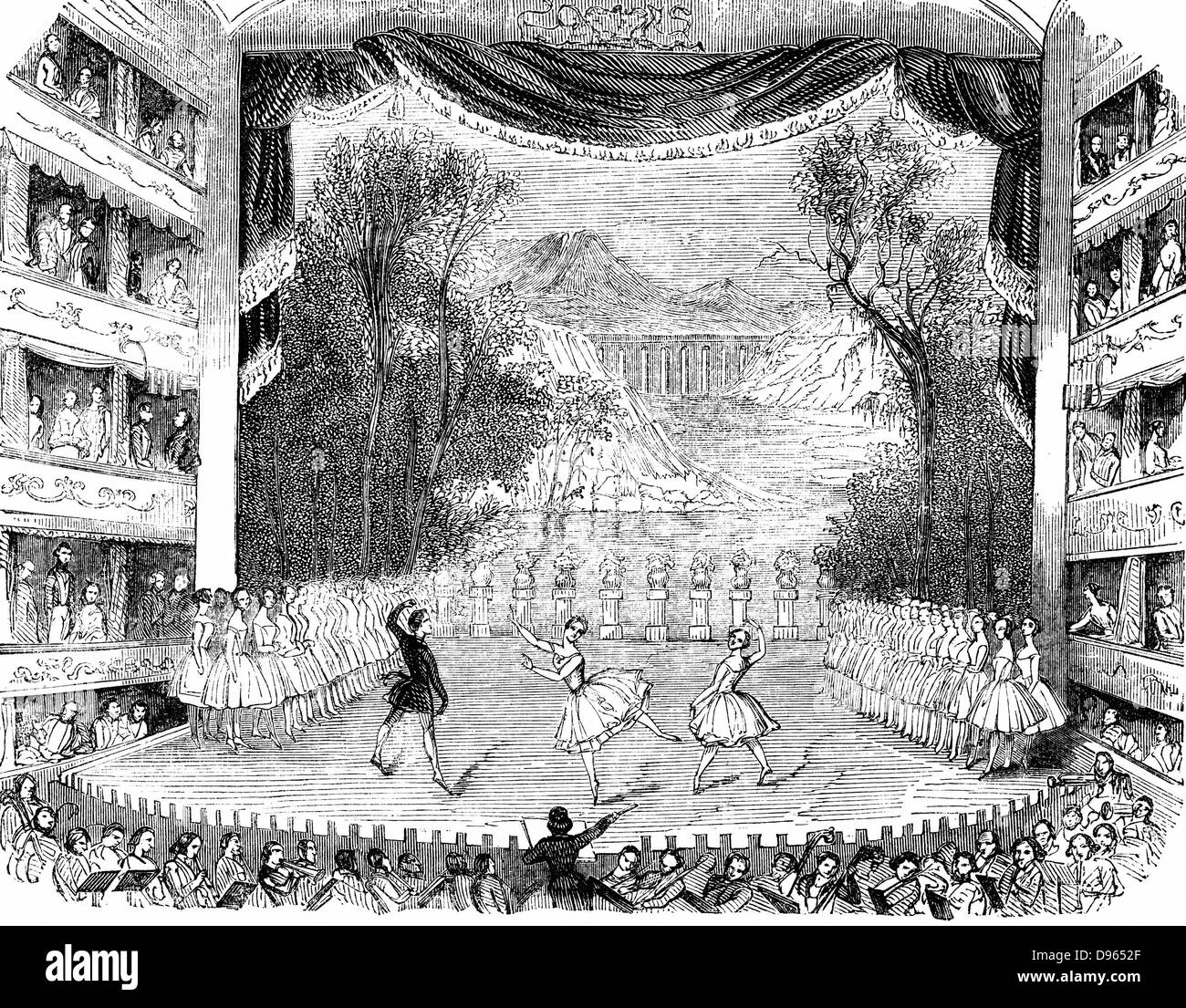 Jules Perrot (1810-1894), französischer Tänzer, Choreograph und Ballettmeister, und Fanny (Francesca) Cerito oder Cerrito (c 1817-1909) Italienische Ballerina, in "L'Eleve de l'Amour" ("Die Schüler der Liebe') von Her Majesty's Theatre, London, 1842. Musik von Deutsch-italienische Dirigent und Komponist Michael Costa. Von der "Illustrated London News", 1842. Stockfoto