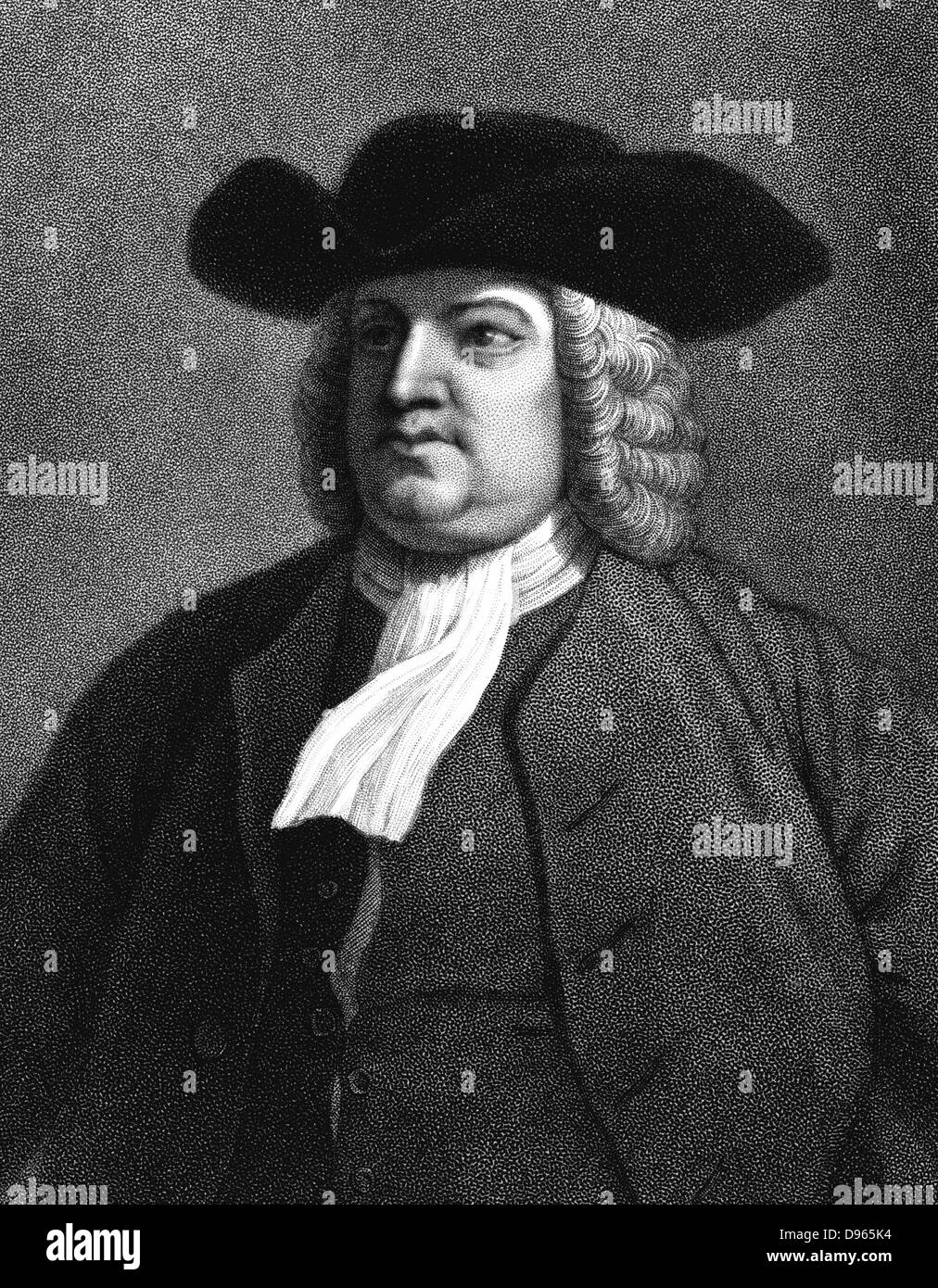 William Penn (1644-1718) Mitglied der Gesellschaft der Freunde, im Volksmund bekannt als Quäker. Etablierte Pennsylvania, Amerika. Gravur 1837. Stockfoto