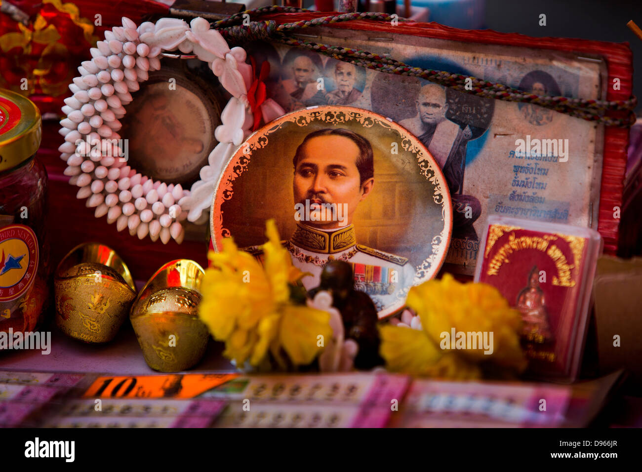 König Chulalongkorn Rama V auf einen Teller zum Verkauf in Bangkok Markt Stockfoto