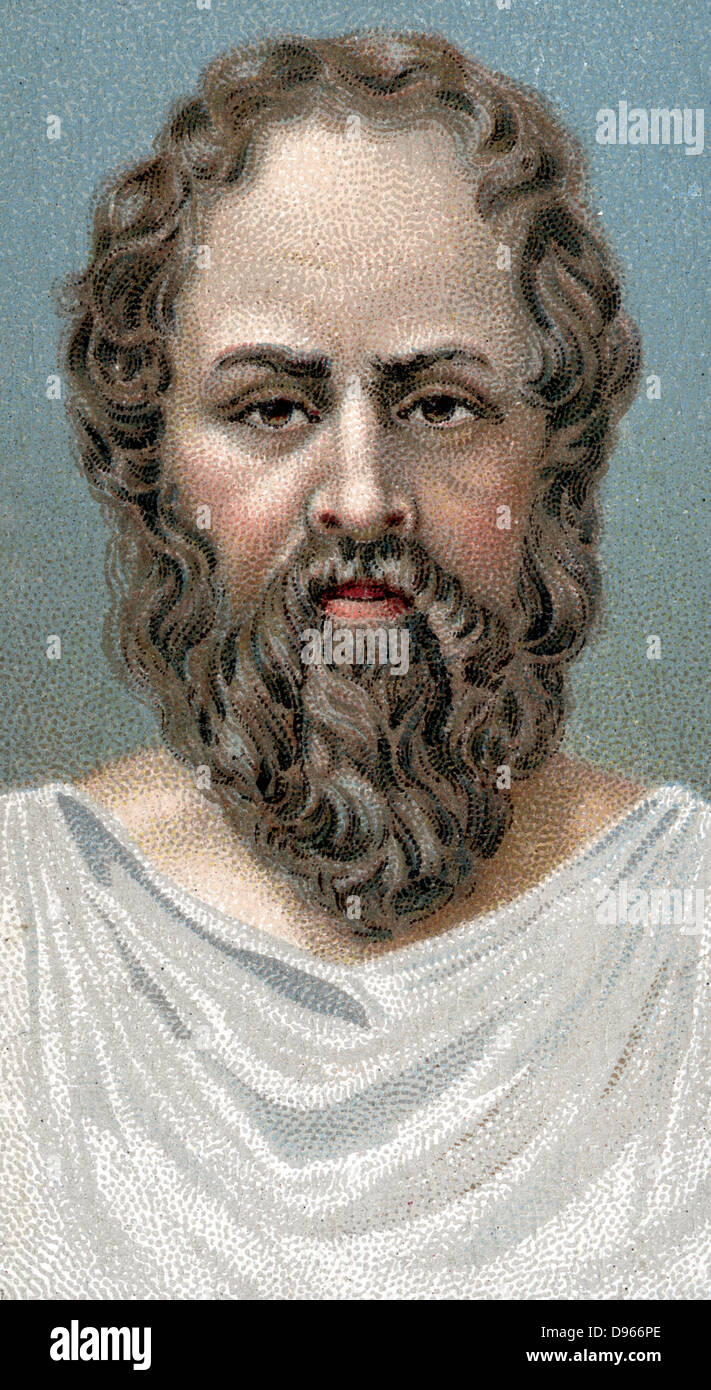 Der griechische Philosoph Sokrates (439-399 v. Chr.). Anfang des 20. Jahrhunderts Farblitho Stockfoto