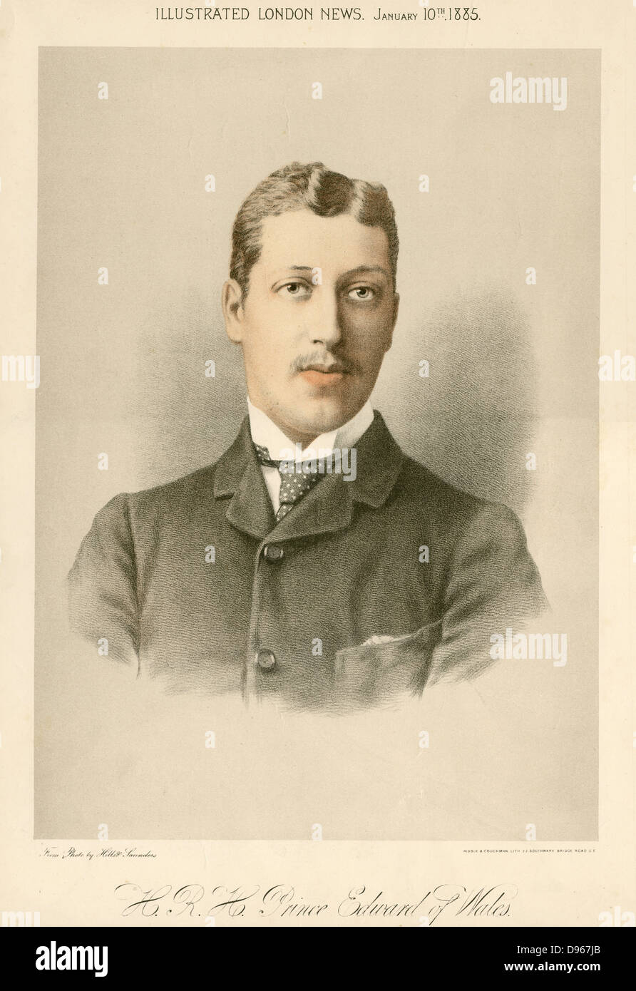 Albert Victor, Herzog von Clarence (1864-1892) Sohn von Edward, Prinz von Wales (Edward VII). Englischen Prinzen, der Enkel von Königin Victoria. Getönte Lithographie veröffentlicht seinen 21. Geburtstag zu markieren. Stockfoto