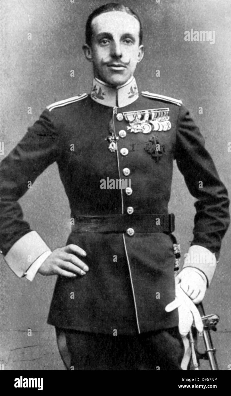Alfons XIII (1886-1941) König von Spanien, posthume Sohn von Alfonso XII. Abdanken, wenn Wahlen überwältigenden Votum für eine Republik zurückgegeben abgelehnt. Im Exil starb. Stockfoto