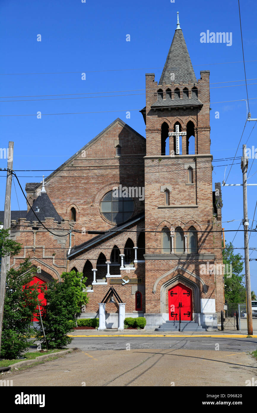 Die erste Emanuel Baptist Church errichtet 1886 in der Carondelet Straße. Es ist in der Innenstadt Historic District von New Orleans. Augzust 26 2007 war Barack Obama zu Gast in dieser Kirche.  Foto: Klaus Nowottnick Datum: 26. April 2013 Stockfoto