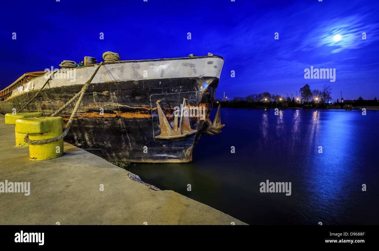 Alte Schiff in der Nacht Stockfoto