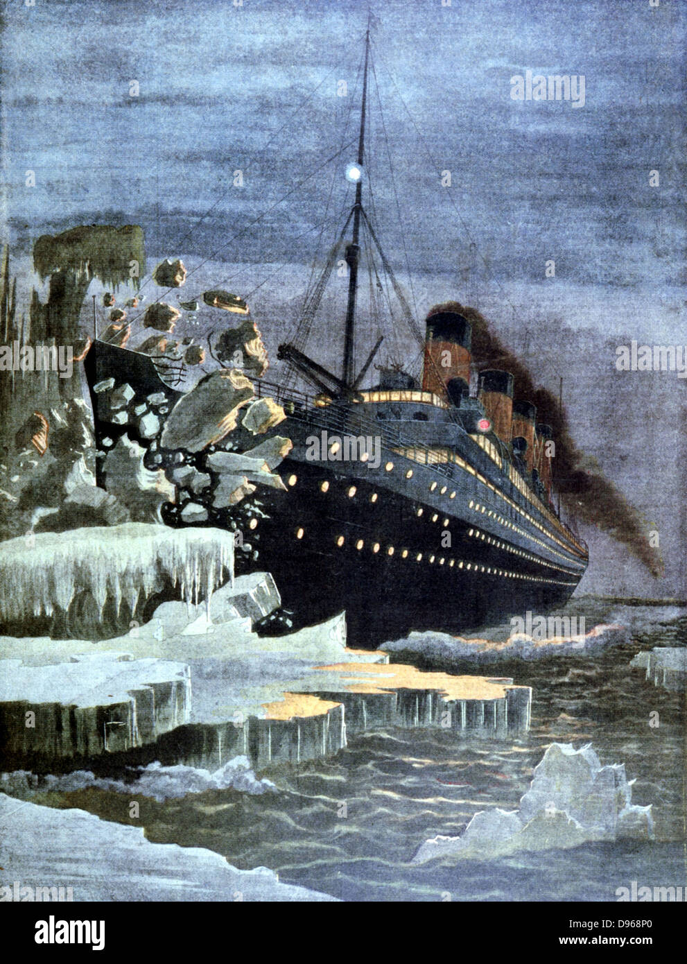 SS-Titanic mit einem Eisberg kollidiert, 14. April 1912. Von "Le Petit Journal" Paris 28. April 1912 Stockfoto