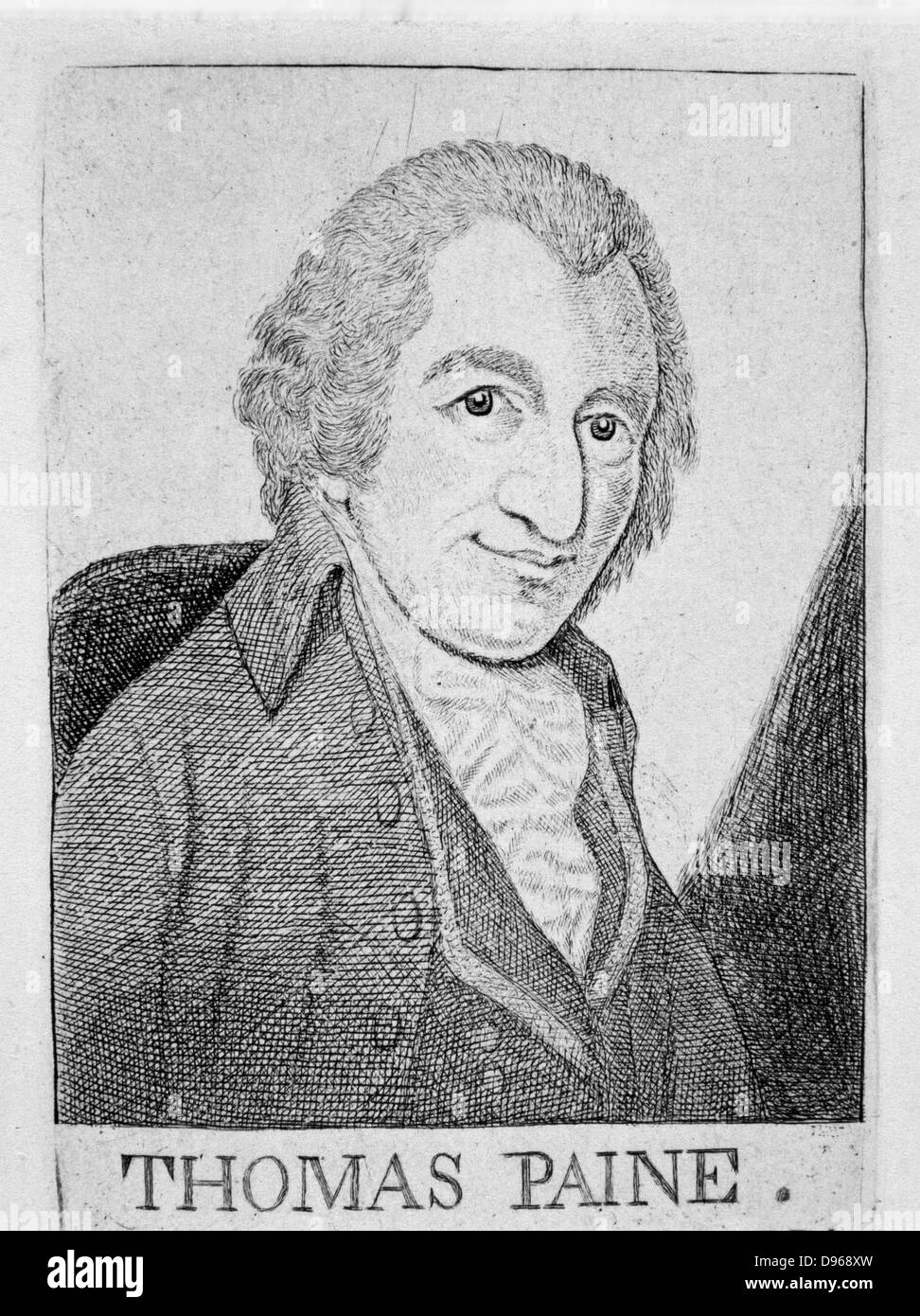 Thomas Paine (1737-1809) Deutsch-amerikanischer Revolutionär, Schriftsteller und Philosoph. Von John Kay 'Original Portraits', Edinburgh c 1790. Stockfoto