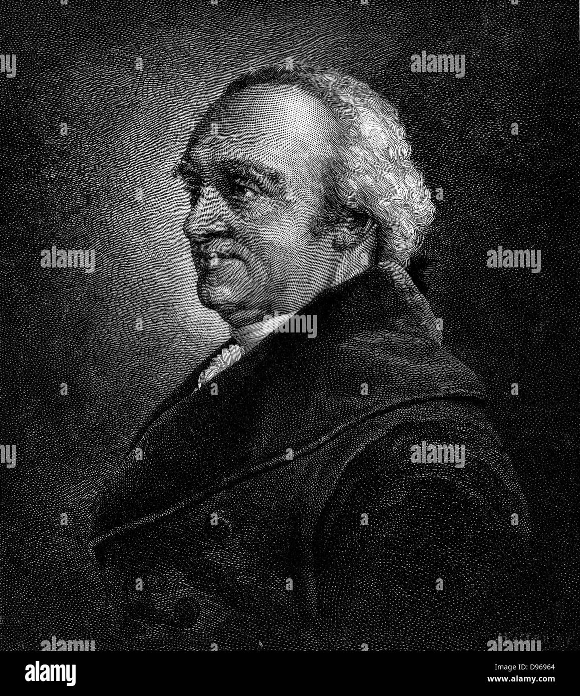 William Herschel (1738-1822) Deutschland geborener englischer Astronom: Erste neue Planeten seit der Antike, Uranus entdeckt. Gebaut Teleskope einschließlich seiner berühmten 40-Fuß-Reflektor. Gravur Stockfoto