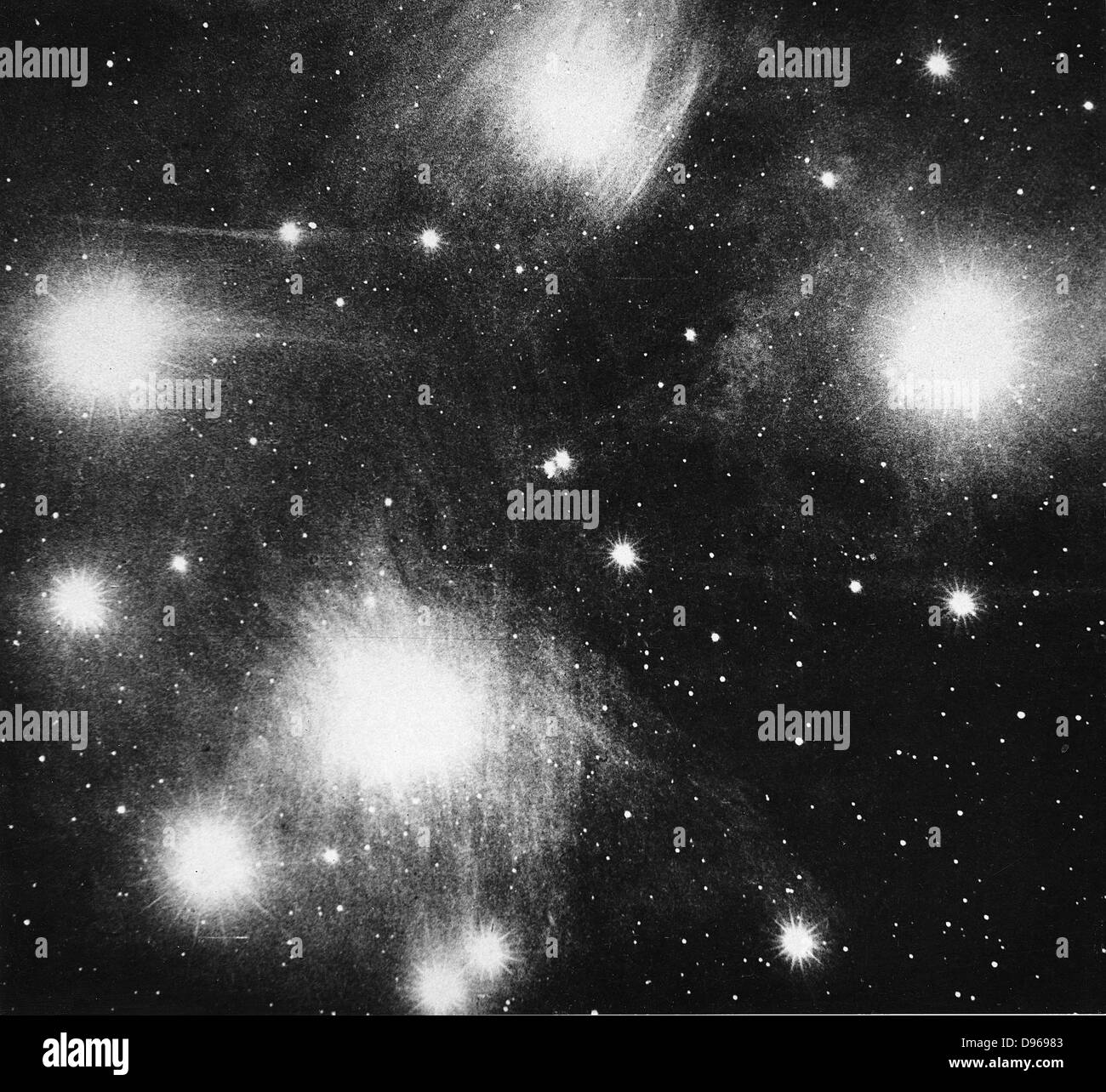 Sternbild der Plejaden (Sieben Schwestern) mit dem 36-Zoll Crossley Reflektor am Lick Observatory fotografiert. Von "die Publikationen des Lick Observatoriums "Vol. VIII, Sacramento 1908 Stockfoto