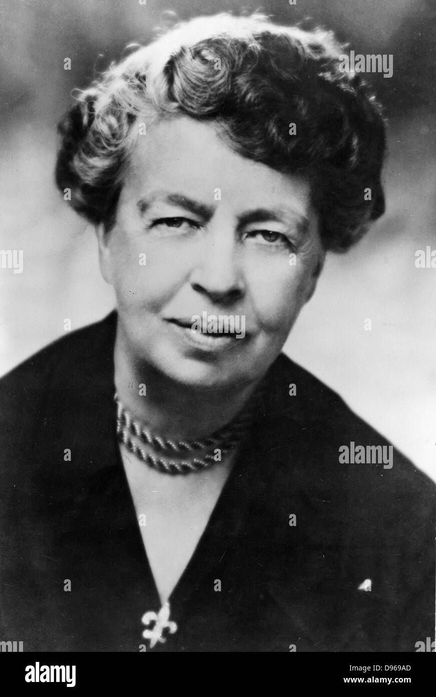 (Anna) Eleanor Roosevelt (1884-1962), US-amerikanische humanitäre. Vorsitzender UN-Kommission für Menschenrechte 1947-1951 und US-Vertreter in der Generalversammlung 1946. Frau von Franklin D. Roosevelt. Foto. Stockfoto
