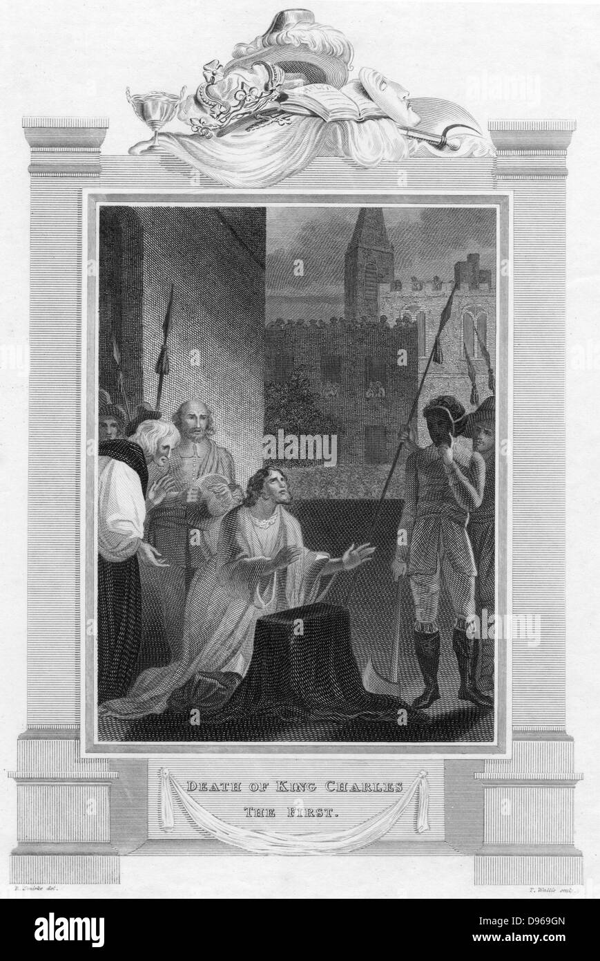 Charles I (1600-49) König von England von 1625. Ausführung von Charles im Whitehall, London, 30. Januar 1649. Kupferstich 1824 Stockfoto