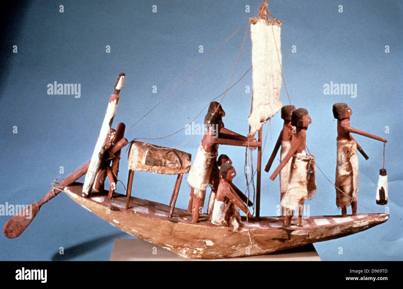Grabbeigaben Boot von lackiertem Holz. Länge 8 cm. altägyptischen Dynastie IX (2232-2140 v. Chr.). Stockfoto
