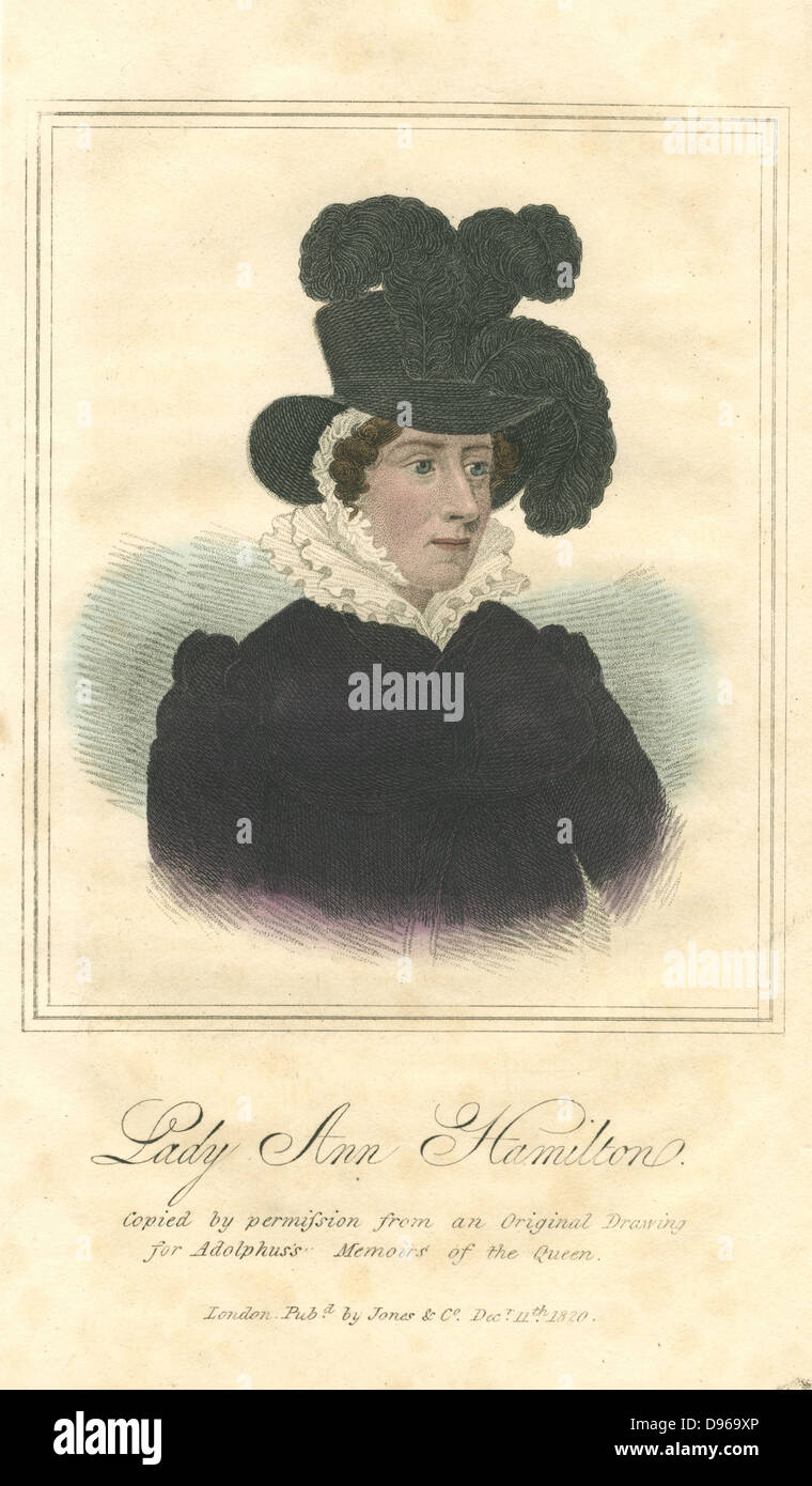 Lady Anne Hamilton (! 776-1846) Hofdame Königin Caroline, Ehefrau von George IV. von England. Handkolorierten Kupferstich, 1820 Stockfoto