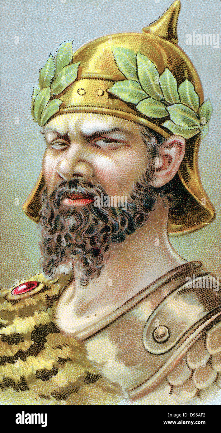 Atilla (Attila c 406-453) König der Hunnen von 434, als "Geißel Gottes" bekannt. Darstellung aus dem 19. Jahrhundert chromolithograph. Stockfoto