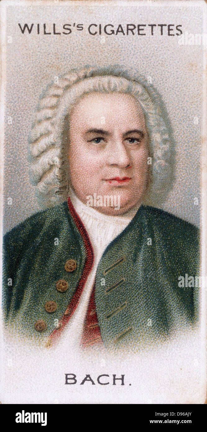 Johann Sebastian BACH (1685-1750), deutscher Komponist und Organist. Farblitho Karte 1912 Stockfoto