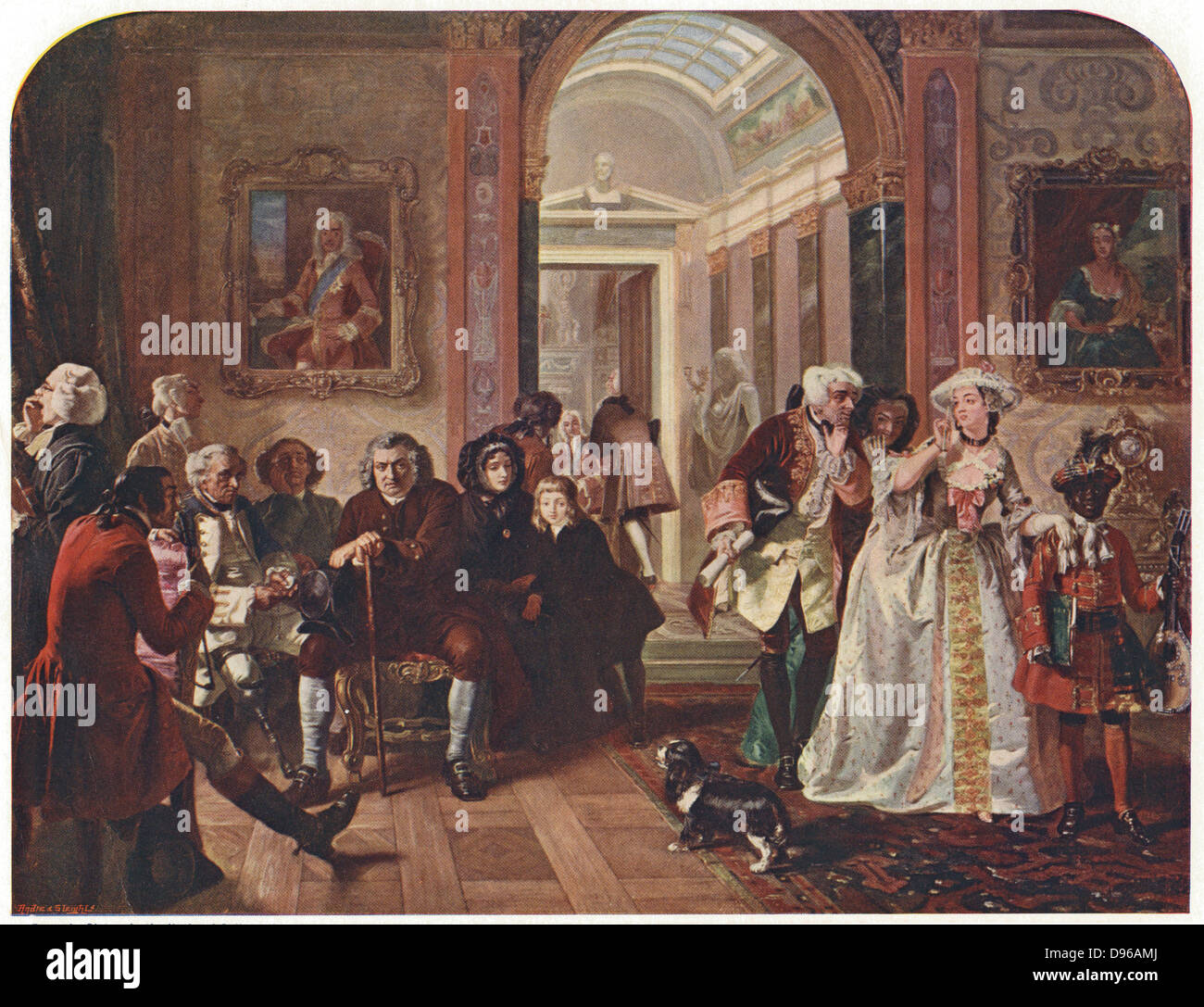 Samuel Johnson (1709-1784) Englisch Lexikograph und Literat, 1748 warten auf eine audence in Lord Chesterfield Vorraum. Stockfoto
