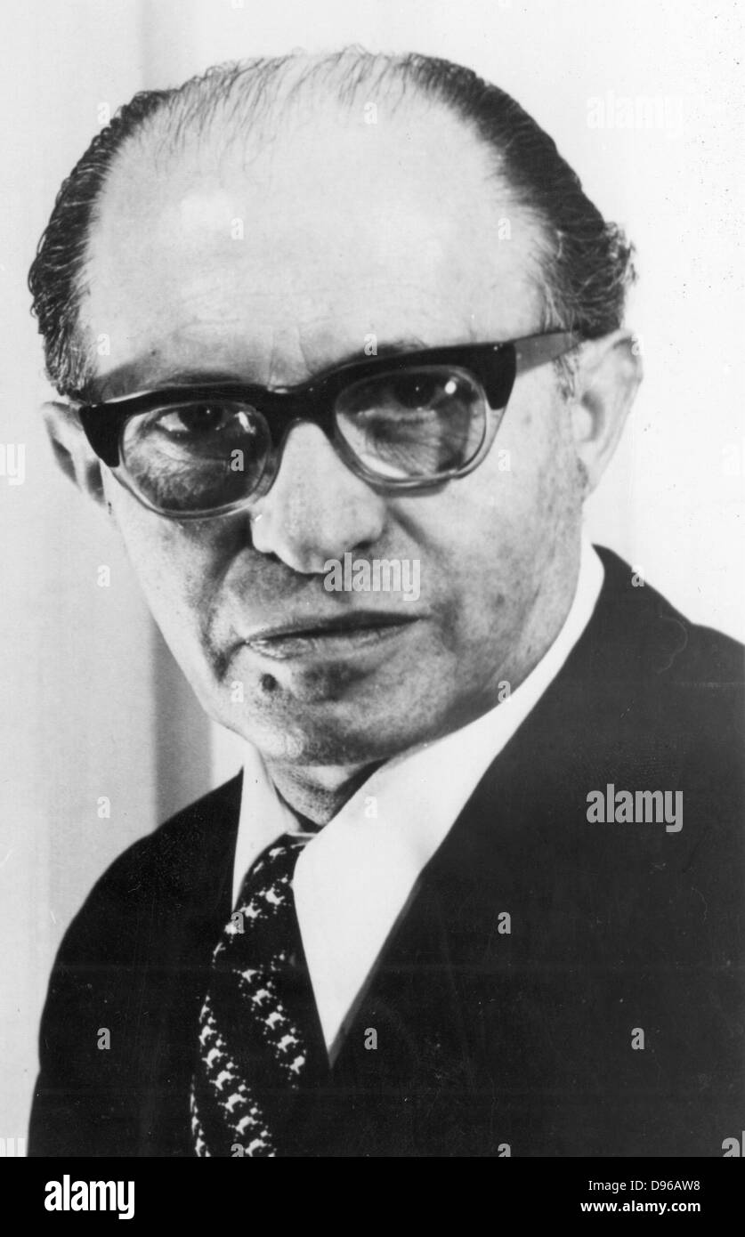 Menachem Begin (1913-1992) in Polen geborenen Israelischen Staatsmann; Friedensnobelpreis mit Sadat (1973). Foto mit freundlicher Genehmigung von der Nobel Foundation Stockfoto