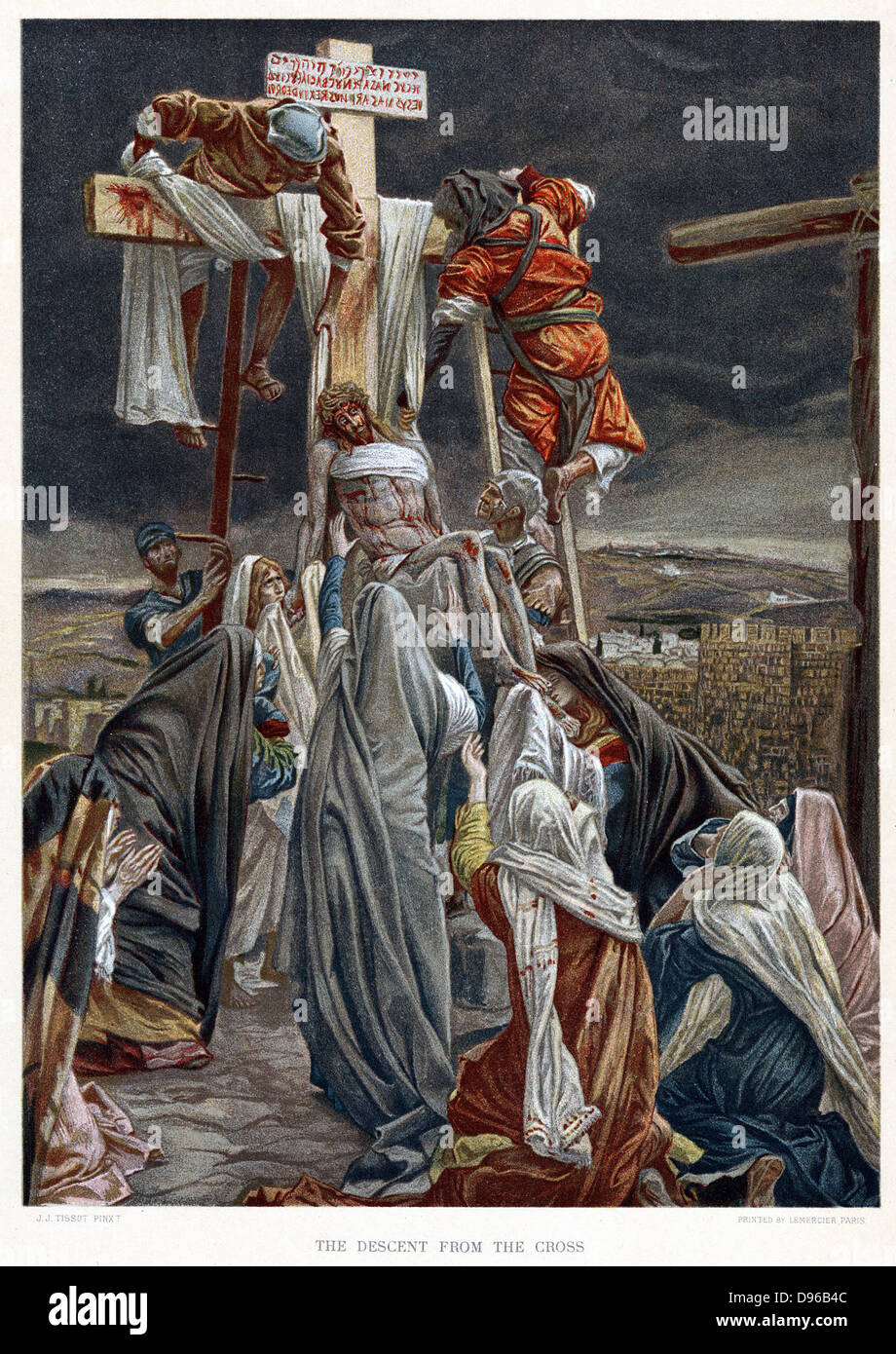 Kreuzabnahme. Illustration von JJ Tissot für seine "The Life unseres Erlösers Jesus Christus" London c1890. Oleographie. Stockfoto