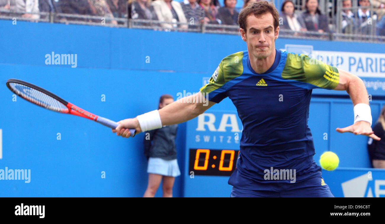 London, UK. 12. Juni 2013. Andy Murray (GBR) V Nicolas Mahut (FRA) während der Aegon Championships von The Queen Stockfoto