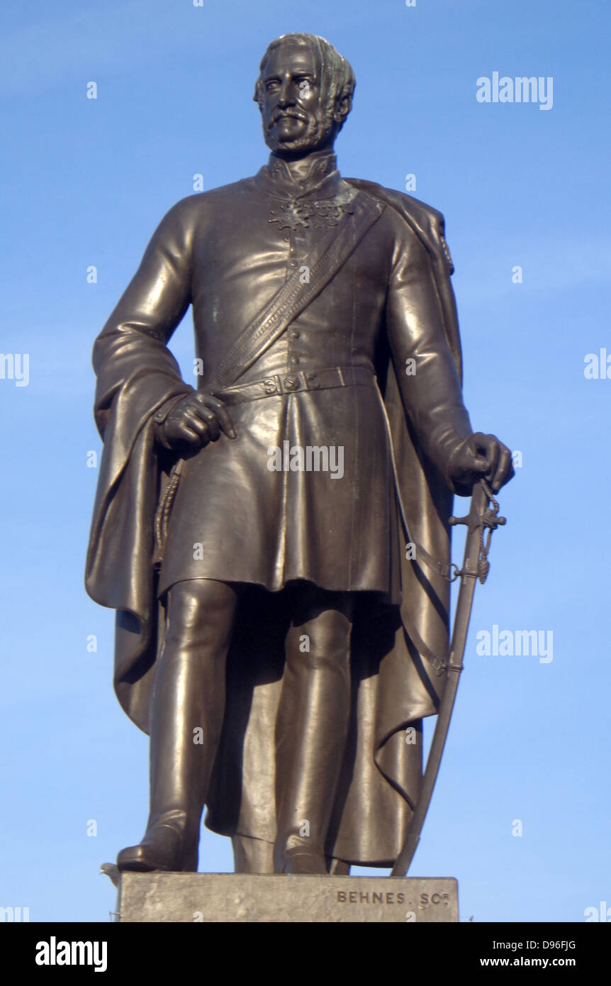 Statue von Major-General Sir Henry Havelock K.C.B. von William Behnes. Befindet sich am Trafalgar Square in London. Stockfoto