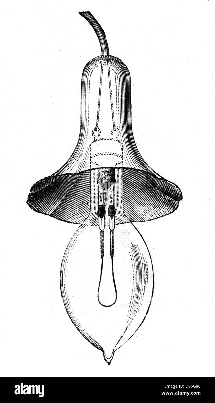 Weißglühende Glühlampe von St. George Lane Fox (c.1878). Gravur Stockfoto