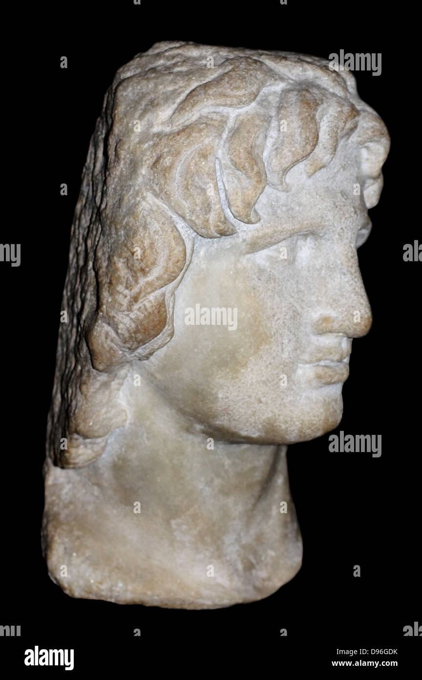 Porträt-Skulptur von Alexander dem großen. Hergestellt aus Marmor, von Alexandria werden soll. Griechisch, 2. bis 1. Jahrhundert BC. Stockfoto