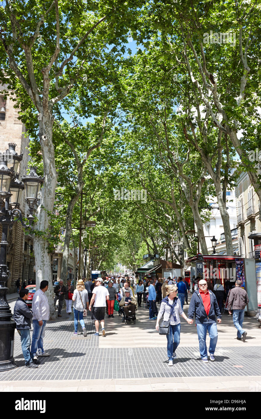 Menschen auf la Rambla Barcelona Katalonien Spanien Stockfoto