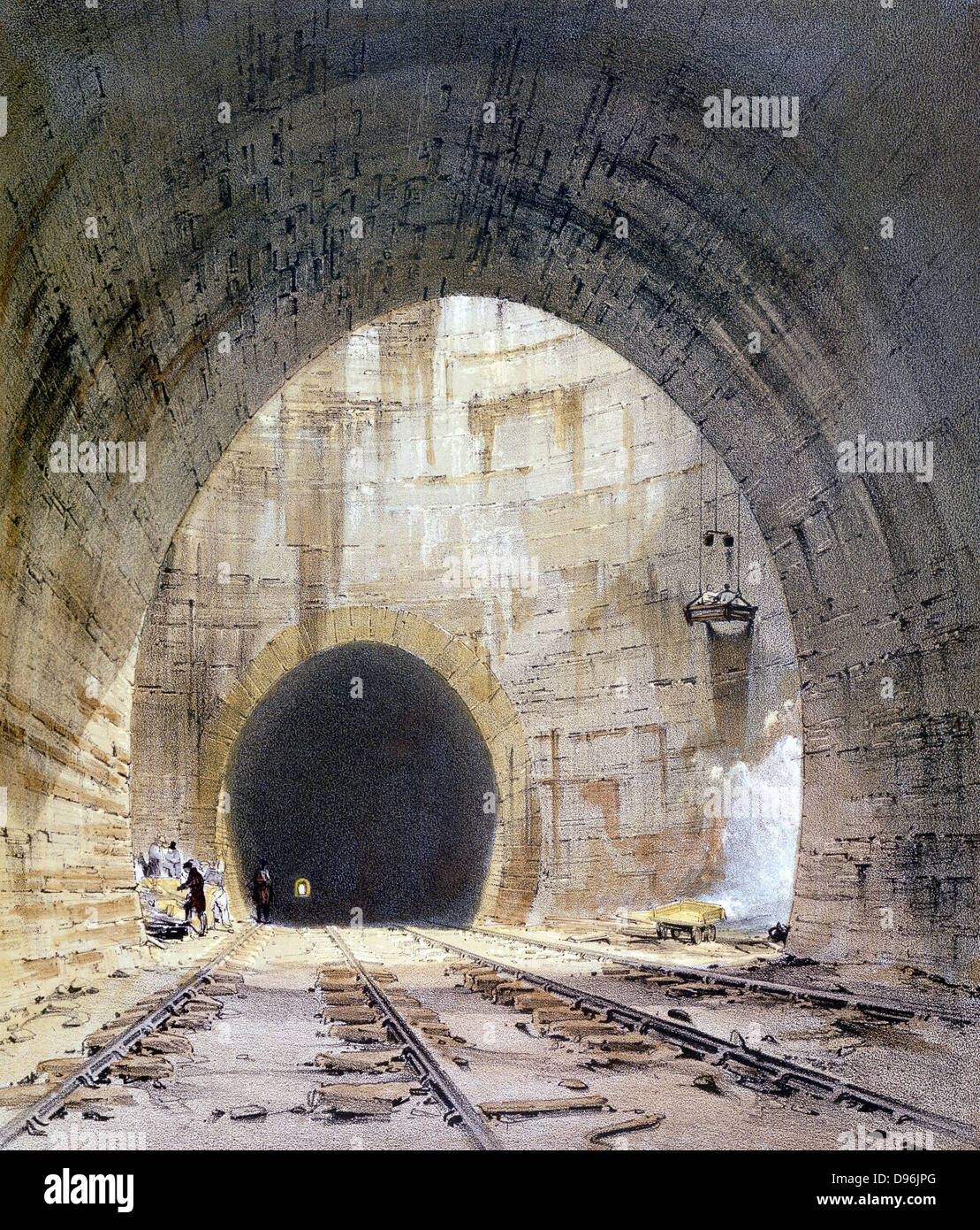 Lüftungsschacht auf Kilsby Tunnel. Ingenieur Robert Stephenson. Von J Bourne "Zeichnungen von der London and Birmingham Railway", Stockfoto