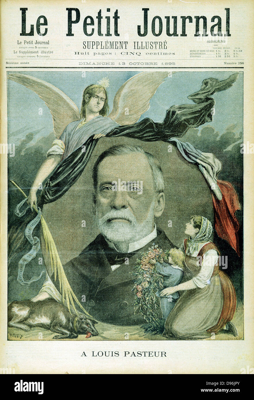 Louis Pasteur (1822-1895) französischer Chemiker. Die Bakteriologie. Hydrophobie. Die Impfung mit attenuierten Kultur. Beliebte Tribut von Französisch "Le Petit Journal", Paris, zu der Zeit seines Todes Stockfoto