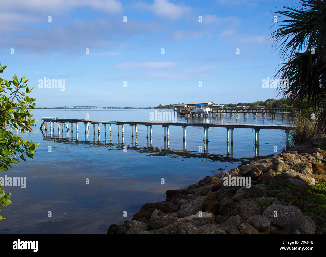 Melbourne Beach Pier auf der Indian River Lagune in Brevard County an der Ost Küste von Florida Stockfoto