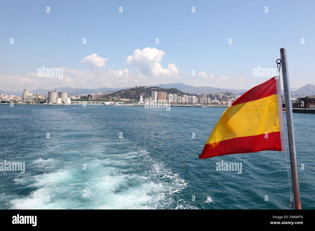 Skyline von Malaga aus einem Ausflugsboot, Spanien Stockfoto